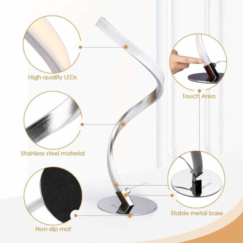 Luminária de mesa espiral LED - Luminária de mesa com sensor de toque e dimerizável, abajur noturno