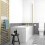 NES Home Nes Home 1700mm Square Bath with Legs and Brushed Brass Frame Curved Bath Screen 3