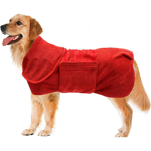 Roupão de microfibra superabsorvente para cães, bolsa de secagem rápida para cães com cinto elástico,