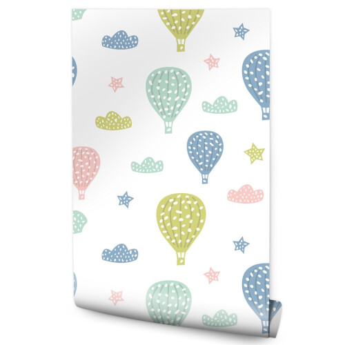 Papel de parede infantil Nuvens Bolhas Estrelas Padrões de estrelas