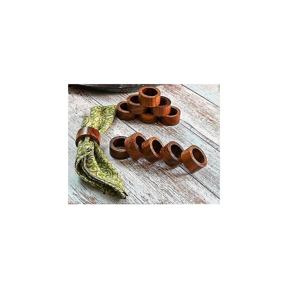 Haute qualité - Lot de 12 ronds de serviette en bois faits main pour décorer la table du dîner, 4,5 cm