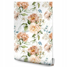 Papel de Parede para Sala de Jantar Flores Pastel Peônias Hortênsias Natureza