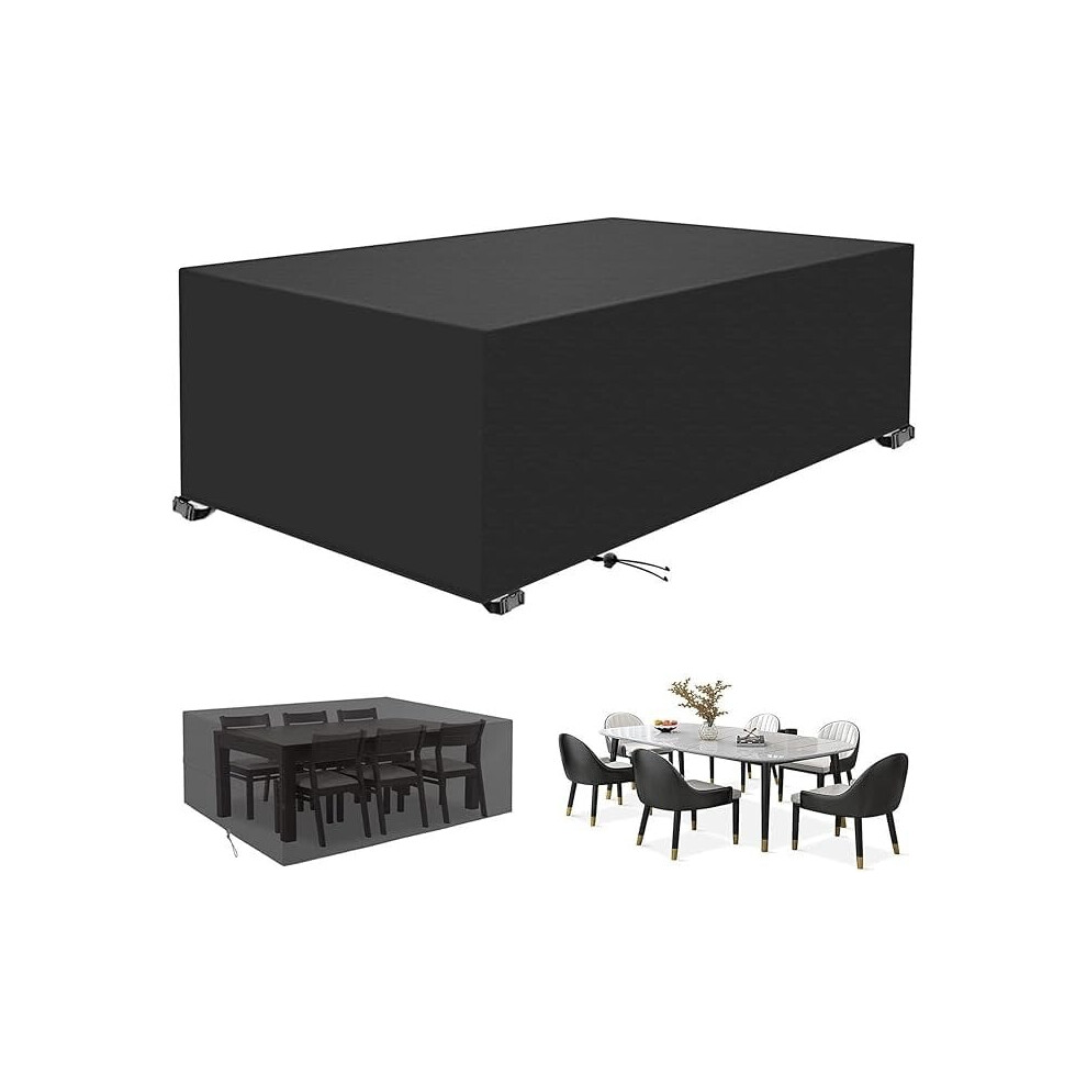 Housse de protection rectangulaire noire imperméable pour mobilier de jardin (220 x 110 x 75 cm). Résistante.