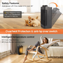 Calentador de cerámica eléctrico con ventilador y termostato ajustable con dos configuraciones de calefacción,