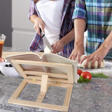 Supporto per libro di ricette Hetang Yuese Kitchen, supporto per libro con 2 porta-pagina in metallo, pieghevole