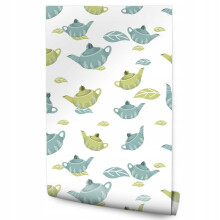 Papel de parede para sala de jantar Folhas de chá coloridas