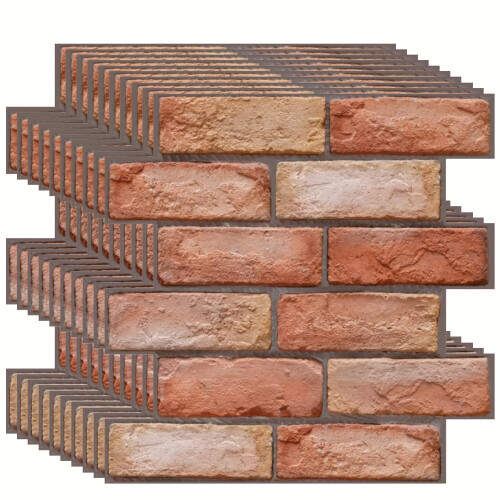 10 pegatinas de pared de ladrillo rojo 3D irregulares