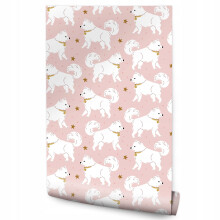 Papel de parede meninas CÃES estrelas Dots Decor