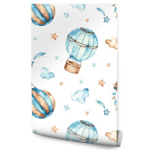 Lastenhuoneen tapetti Watercolour Balloons Clouds