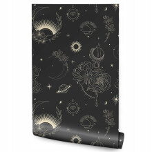Taustakuva PLANETIT Moon Sun Peonies Abstract