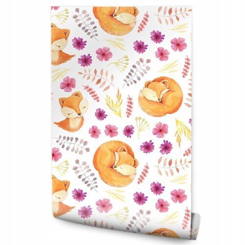 Fond d'écran Bébé LISKI fleurs feuilles aquarelle