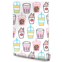 Papel de parede cozinha cores bebidas decoração