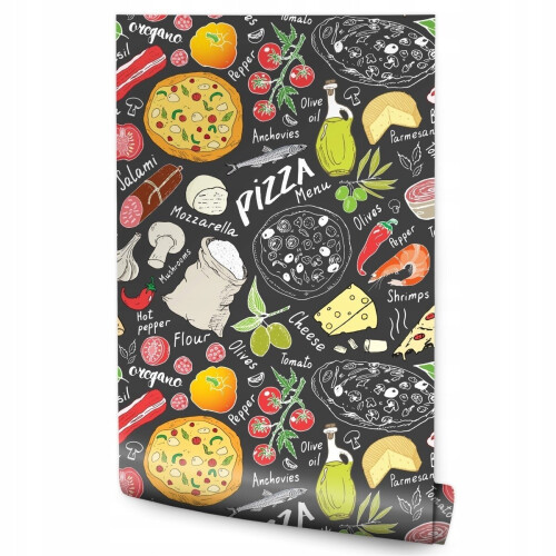 Sfondi per la cucina PIZZA Olive Pomodori Formaggio Didascalie