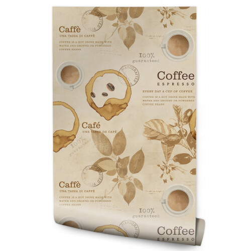 Papel de parede para sala de jantar com grãos de café e decoração de placas de grãos de café