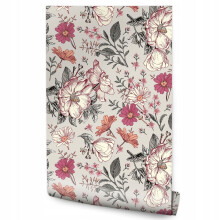 Rolo de papel de parede flores folhas de camomila estilo retrô
