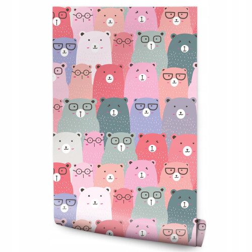 Papel de parede para quarto infantil ursos coloridos