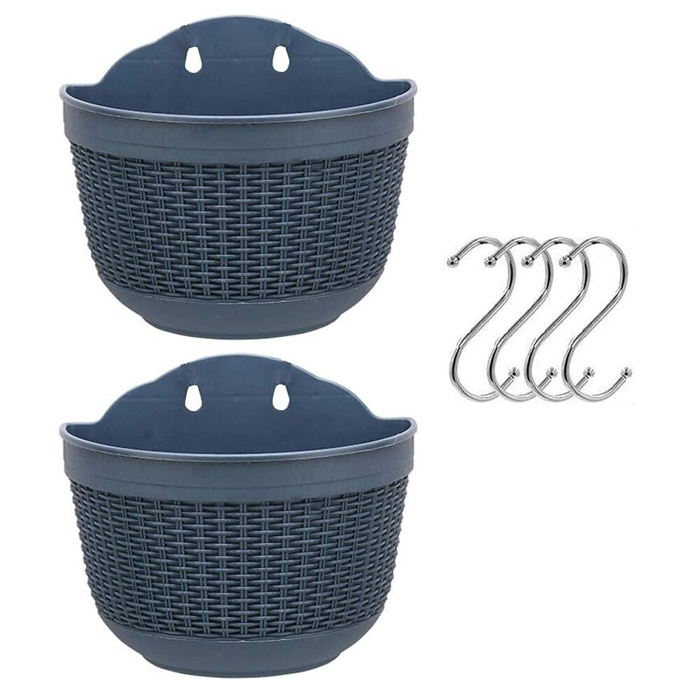 Lot de 2 jardinières suspendues en plastique avec crochets amovibles