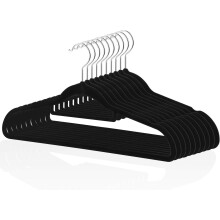 Premium Velvet T-paidan ripustimet, (10 Pack Black) Liukumattomat vaateripustimet, 360 astetta pyörivä