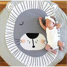 Alfombra de juego para gatear para bebés, redonda, con animales, para niñas y niños, 90 x 90 cm