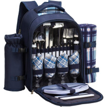 Set di zaini da picnic per 4 persone con scomparto termico, portabottiglie/vino staccabile, incluso grande zaino