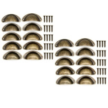 Lot de 20 poignées de tiroir vintage en demi-cercle pour placard de cuisine, avec vis, style antique