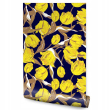 Papel de parede para quarto TULIPAS amarelas Flores da natureza