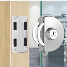 Serrure de porte en verre en acier inoxydable sans perçage Serrure de porte en verre simple avec 3 clés en cuivre