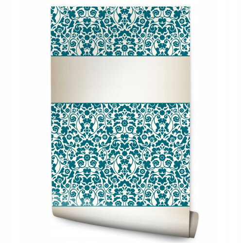 Papel de parede para quarto Turquesa ORNAMENTOS Listras bege