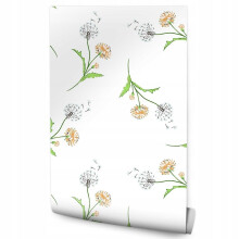 Papel de parede para quarto DMUCHAWIEC Flores Folhas de dente-de-leão