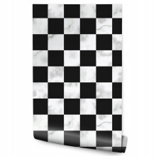 Papel de parede com padrão de mármore xadrez preto e branco