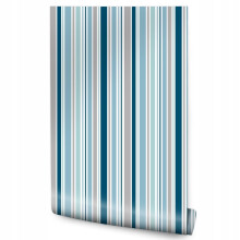 Papel de parede com listras verticais azuis Estilo retrô