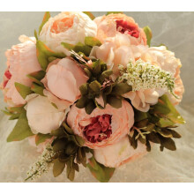 Buquê de casamento feito à mão, noiva, madrinha, segurando o buquê, rosa rosa, peônia artificial, flores