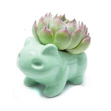 Vaso per fiori fai da te, grazioso vaso in ceramica, decorativo per la casa, verde, 11x6,5x7 cm