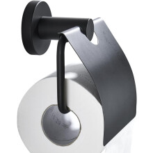 Porta rotolo di carta igienica Hetang Yuese con base rotonda nera opaca e sportello, dispenser di carta igienica