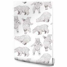 Papel de parede para crianças ursinhos de pelúcia em estilo escandinavo