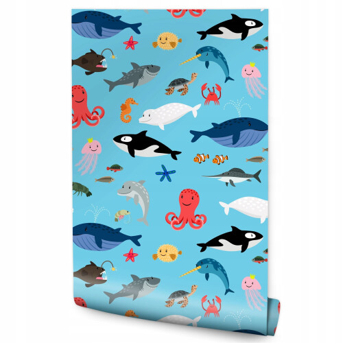 Papel de parede para quarto infantil animais marinhos