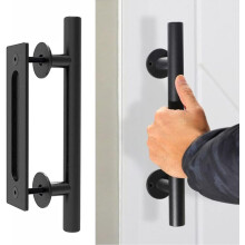Poignée de porte coulissante avec attaches pour portes de grange et portes diverses (ronde)