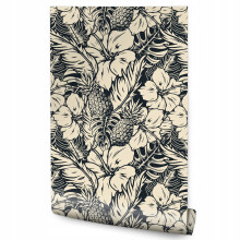 Ruokasali tapetti TROPICAL FLOWERS LEAVES Nature Fruits Abstrakti