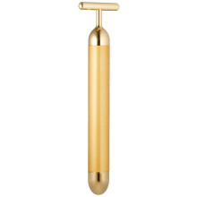 Massageador facial de ouro 24k, massageador facial elétrico em forma de T, produtos para cuidados com