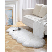 Alfombra de piel de oveja sintética, lujosa y esponjosa, suave y acogedora para dormitorio.