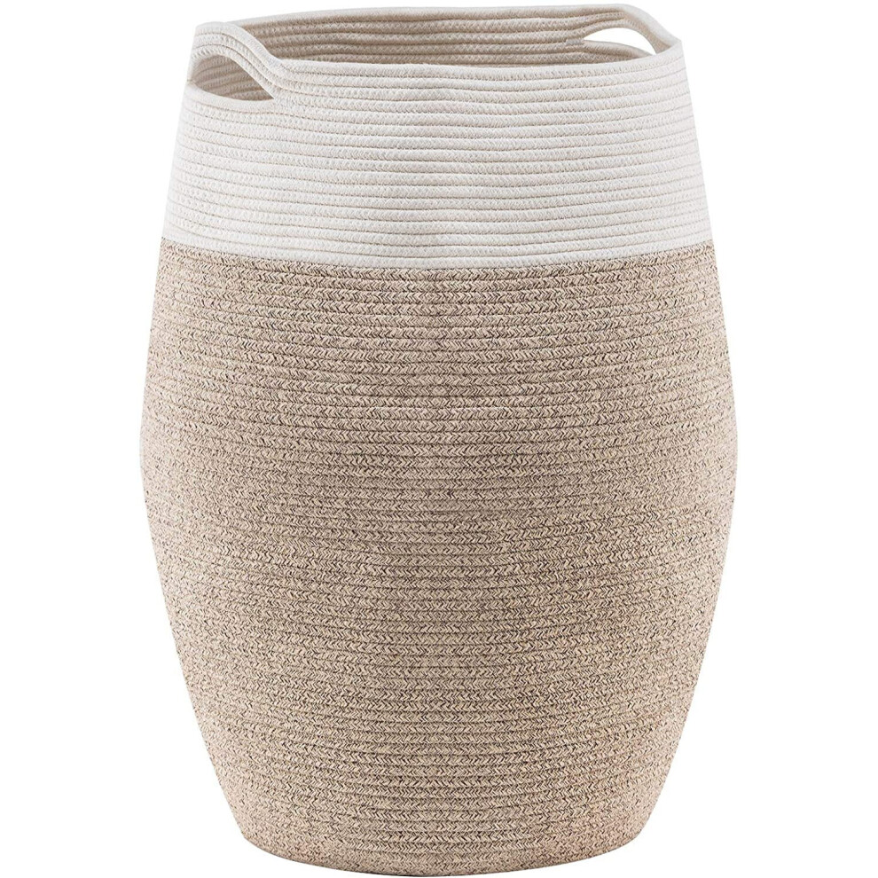 Grand panier à linge en corde de coton tissé, panier à linge sale pour la buanderie ou la chambre - Hauteur 25,6