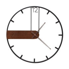 Orologio da parete antico al quarzo 43 cm 3D in legno e metallo, design moderno, struttura in metallo, lancette