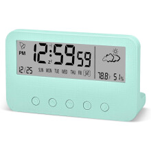 Sveglia digitale per camera da letto, orologio da tavolo a batteria, conto alla rovescia, meteo, luce notturna,