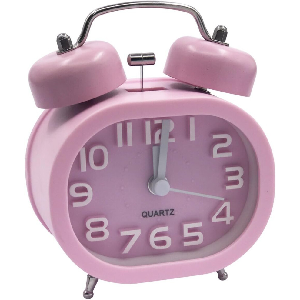 Réveil à quartz rétro silencieux, réveil matinal, horloge analogique de chevet de voyage, double cloche en métal