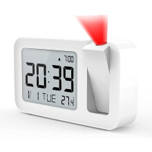 Sveglia con proiezione, sveglia digitale con temperatura interna, luminosità della proiezione regolabile su 4