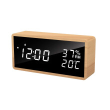 Sveglia digitale in legno, orologio digitale con 3 impostazioni di allarme, sveglia elettronica alimentata tramite