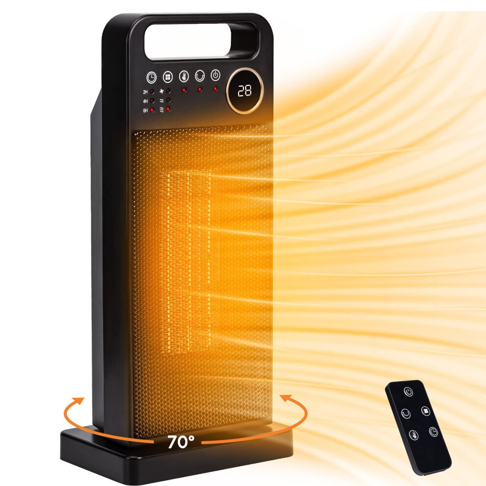 Chauffage portable 2000 W, radiateur électrique en céramique ECO, chauffage électrique PTC, minuterie 2 à 12 h,