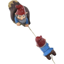 Decoração de jardim Tree Hugger, escultura de gnomo de desenho animado em miniatura, estátua de escalada