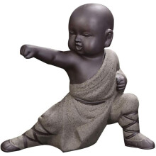 Mini ornamentos de monge Kung Fu Estátua de Buda Chá Pet Jardim Zen Bandeja de chá para carro Casa Mesa