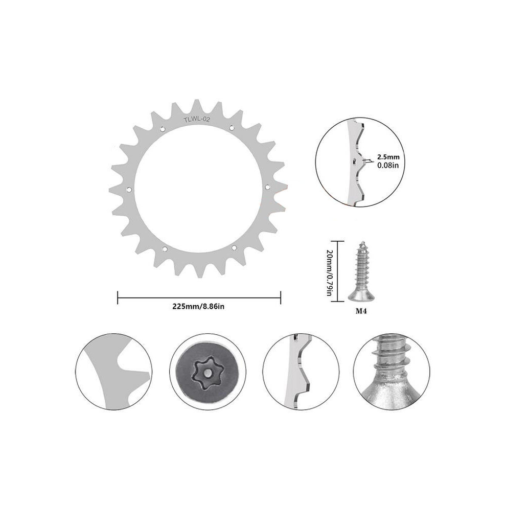 Roues de traction pour robot de coupe Worx Landroid, roues antidérapantes - Type L 225 mm, 2 pièces.